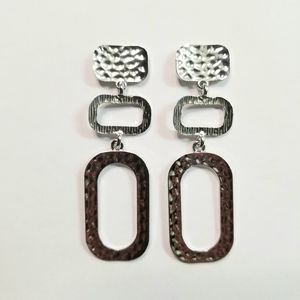 3 for $15 Silver Hammered Dangle Earrings
